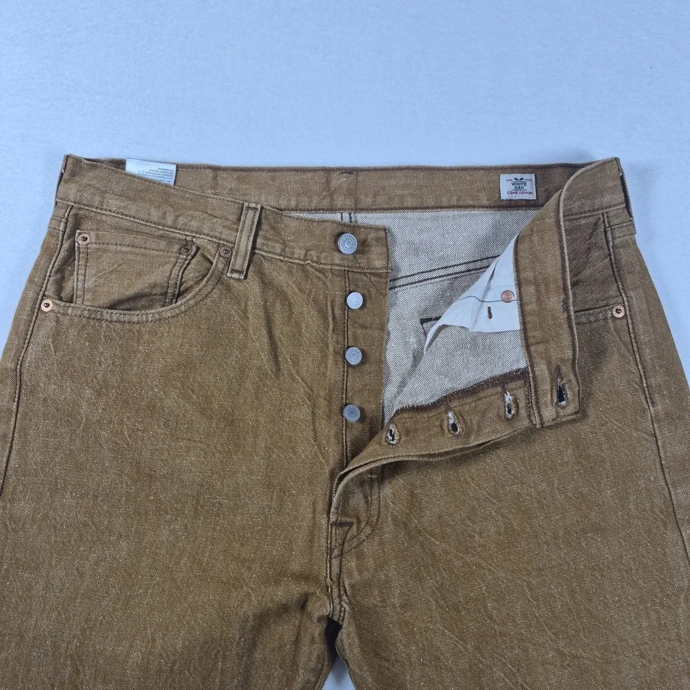 Levi's 501 Brown Jeans Men's 36x34 Original Fit Button Fly White Oak Cone Denim